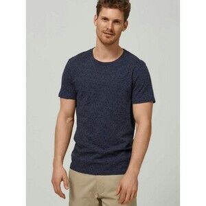 SELECTED HOMME O-Neck T-shirt Small Navy Blue Flower Hipster Preppy Shirt Top